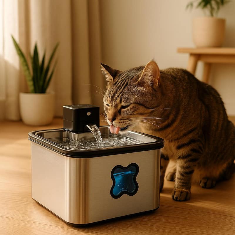 Fontaine à eau pour chat FEELNEEDY 3,2L inox silencieuse