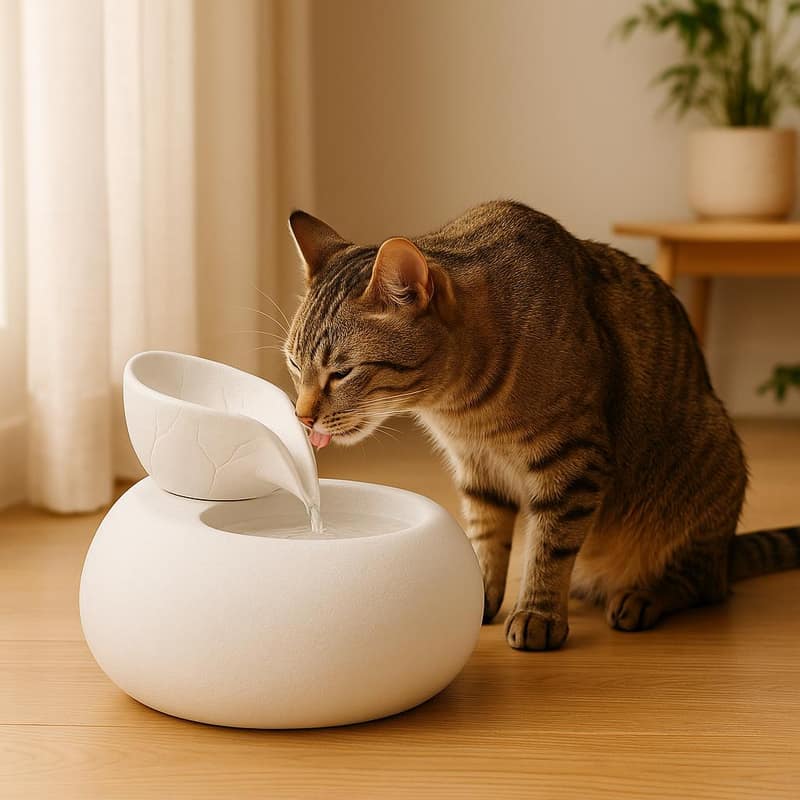 Fontaine pour chats Zen'Light en verre et céramique 2,1 L